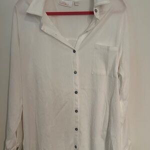 BELLE BY KIM GRAVEL GAUZE BIG SHIRT SIZE XL WHITE